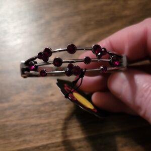 Paparazzi Silver Bracelet with Deep Red Gems